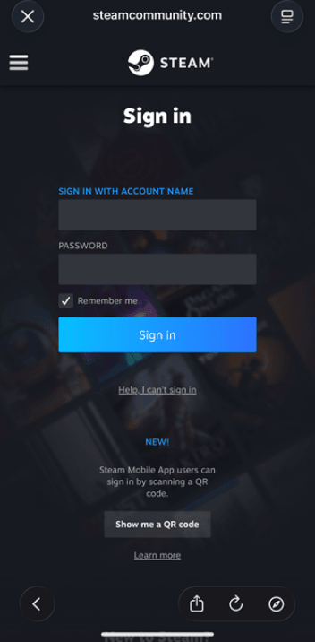 Sign in to your game store account.
